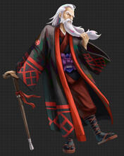 a fullbody artwork of Sakaki from Rune Factory: Guardians of Azuma